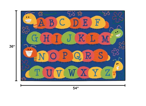 Vista 2 de Carpets for Kids KID$Value 36.35 - Alfombra rectangular de Caterpillar Friends Plaroom de 3 pies x 4 pies 6 pulgadas, color azul