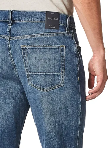 Vista 2 de Nautica Jeans de mezclilla de ajuste relajado para hombre, Azul
