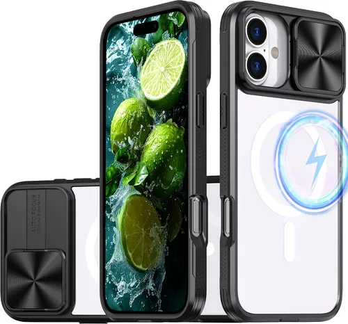 Vista 13 de Funda magnética para iPhone 17 con cubierta deslizante para cámara, compatible con MagSafe, panel trasero transparente que nunca se pone