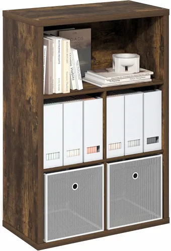 Vista 45 de Furinno LUDER - Estantería de libros, estantería moderna de 2 niveles, estantería abierta de 9 x 16 x 21, para sala de estar, dormitorio, oficina