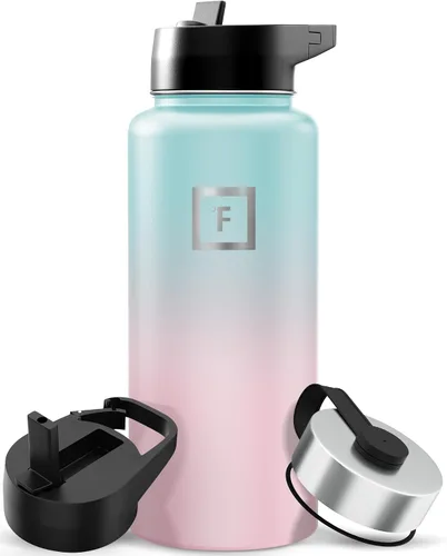 Vista 79 de IRON °FLASK Botella de agua de boca ancha de 32 onzas con pajita Aurora
