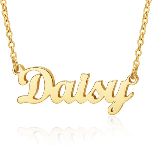 Vista 5 de Ldurian Name Necklace Christmas Gifts Name Pendant Necklace Christmas Gifts 14K Gold Dainty Name Plate Necklaces Birthday Jewelry Gift for Teen