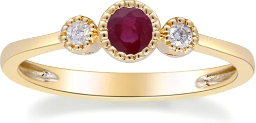 Vista 2 de Gin & Grace Anillo de oro amarillo de 14 quilates con zafiro azul y diamante natural (I1) para mujer., oro amarillo, 7