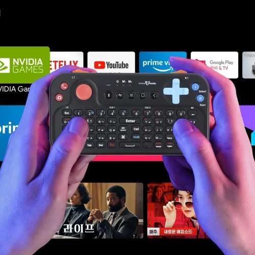 Vista 3 de Teclado de bolsillo Bluetooth con mouse Jog y audio, negro, control remoto inalámbrico compatible con teléfono inteligente, portátil, tableta