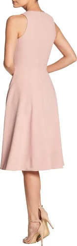 Vista 4 de Dress the Population Vestido midi de mujer Catalina de mangas cortas liso y acampanado