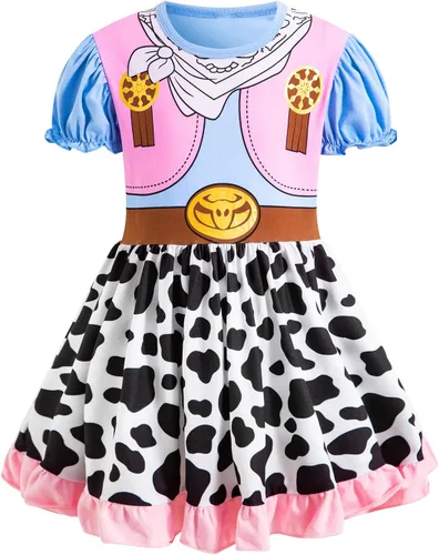 Vista 2 de Disfraz de vaquera para niñas, disfraz de vaquera para Halloween, disfraz de vaquera con sombrero