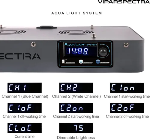 Vista 4 de VIPARSPECTRA 165W LED Aquarium Light Dimmable Full Spectrum LED Reef Lights