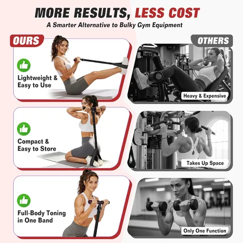 Vista 5 de Banda de resistencia mejorada de pedal con asas, bandas de resistencia para pedal de pie para mujeres, entrenamiento de piernas y abdominales