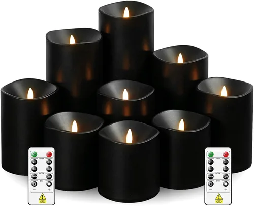 Vista 6 de Sasigeiaa Velas sin llama naranja de Halloween con control remoto, paquete de 5 velas LED que funcionan