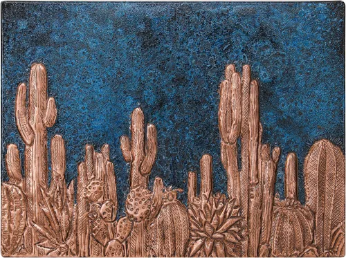 Vista 3 de Protector contra salpicaduras de cocina, salpicadero de cobre con símbolo del suroeste, panel de cobre personalizado, azulejos de cobre hechos a