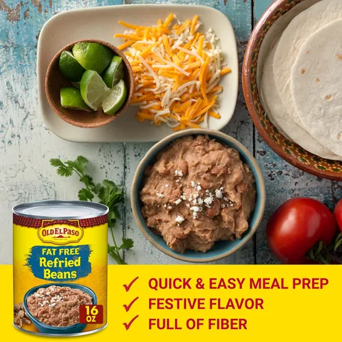 Vista 5 de Old El Paso Frijoles refritos sin grasa, 16 onzas (paquete de 12)