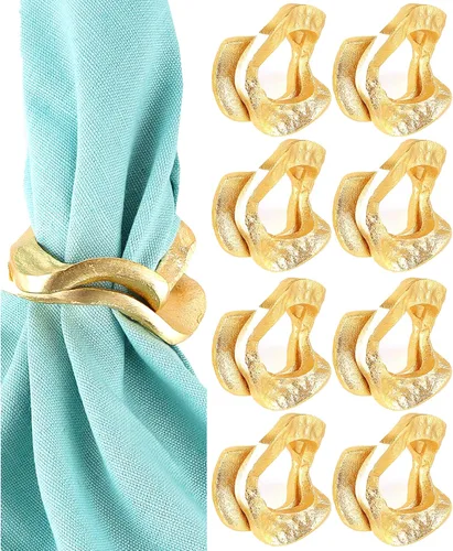 Vista 12 de Juego de 12 servilleteros de mariposa dorados brillantes para decoración de dorado (Bright Gold)