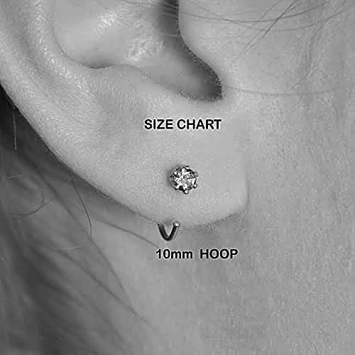 Vista 4 de Aretes de plata de ley para mujeres y niñas, hipoalergénicos para cartílago