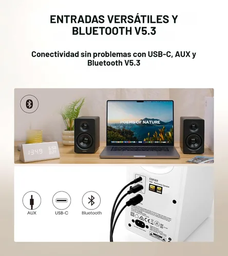 Vista 6 de Edifier Altavoz multimedia M60 Bluetooth 5.3, 66W RMS, audio de alta resolución y audio inalámbrico de alta resolución, LDAC, graves medios de 3