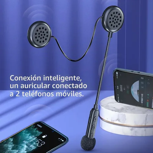 Vista 8 de Auriculares Bluetooth para casco de motocicleta, Bluetooth 5.0, auriculares impermeables para motocicleta, control de música, 80 horas