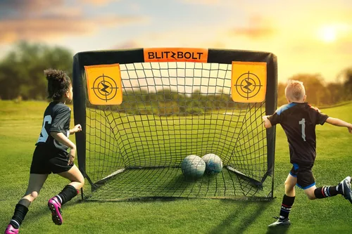 Vista 2 de Portería de fútbol emergente de 4 x 3 pies (47.2 x 35.4 in), portátil, duradera, fácil de instalar, perfecta para niños y adultos, entrenamiento