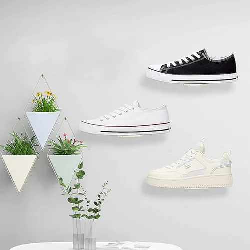 Vista 4 de Zapatero flotante de acrílico (juego de 6) soporte de pared para zapatos, estante de almacenamiento transparente para uso doméstico, estante