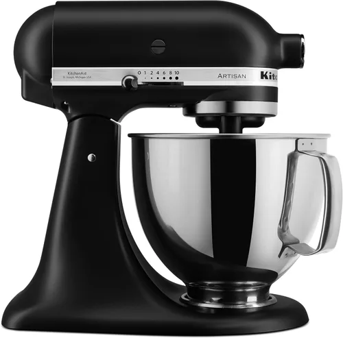 Vista 10 de KitchenAid Artisan Series Batidora de Pie con Cabezal Inclinable de 5 Cuartos con Escudo Vertedor KSM150PS, Crema de Almendra