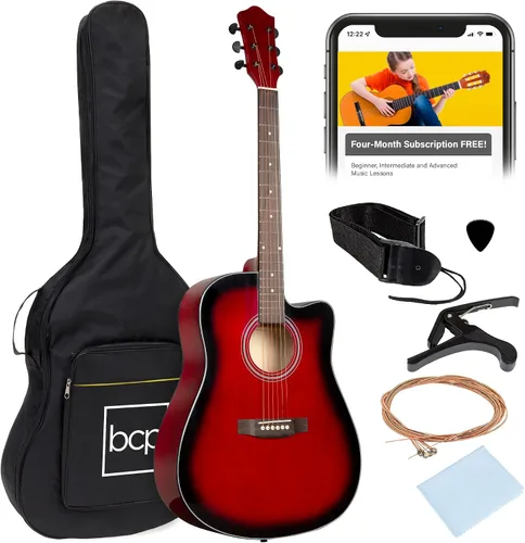 Vista 9 de Best Choice Products Guitarra Acústica para Principiantes de 41 Pulgadas, Tamaño Completo, Toda de Madera con Cutaway, Juego de Inicio con Funda