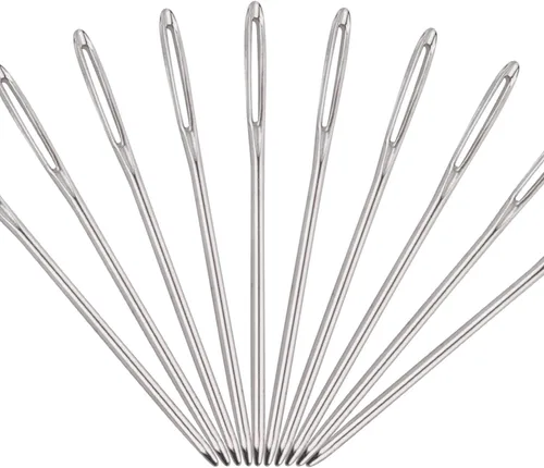 Vista 4 de BronaGrand 50 agujas de hilo de metal de ojo grande de 2.7 pulgadas para tejer proyectos de ganchillo