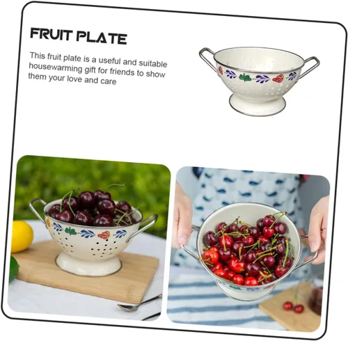 Vista 10 de Cabilock Bandeja de servir de fruta Multifunción Metal Contenedor de frutas Colador decorativo Agujero de drenaje