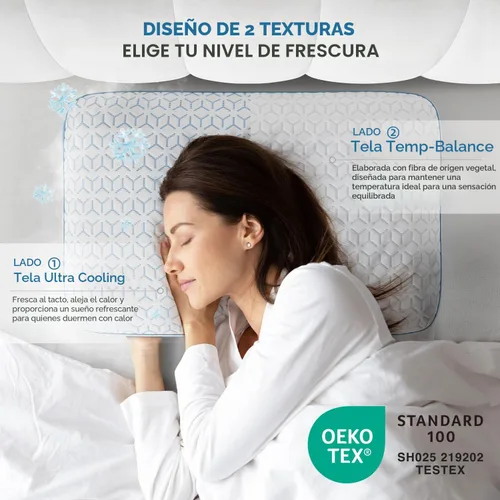 Vista 2 de Almohadas refrescantes Sweetnight tamaño Queen, conjunto de 2, almohadas de espuma viscoelástica triturada de 2 paquetes para durmientes calientes