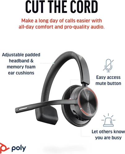 Vista 2 de [Usado] POLY Voyager 4310 UC Auriculares Bluetooth Inalámbricos (Plantronics) - Auriculares Monoaurales con Micrófono Boom con Cancelación de Ruido