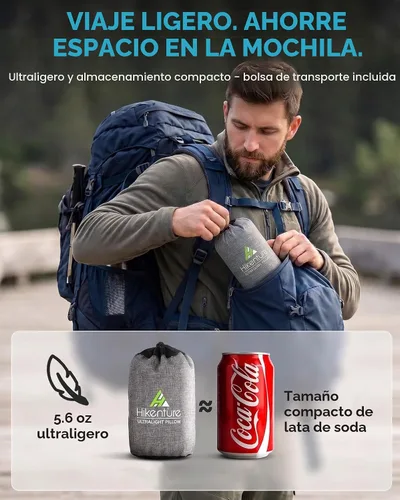 Vista 6 de Hikenture Almohada de camping con funda extraíble, almohada inflable Negro