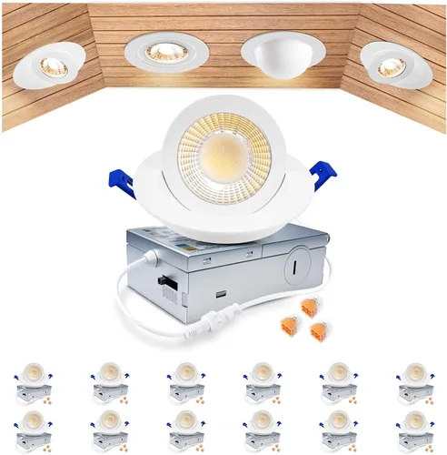Vista 31 de zouzai Mini luz LED de cardán ajustable de 2 pulgadas, 5CCT seleccionable, rotación de 360° e inclinación de 90° para iluminación precisa Blanco