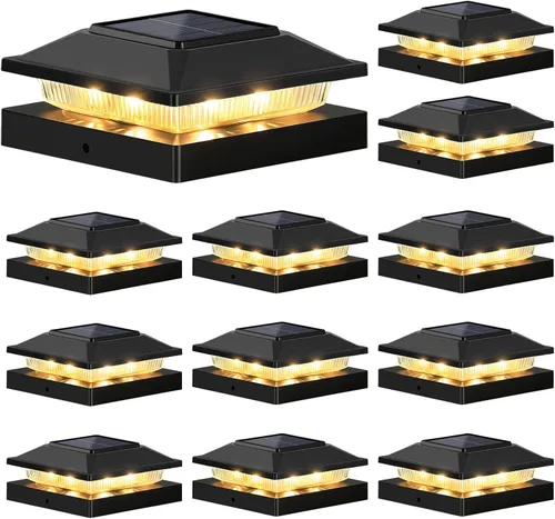 Vista 8 de Brightever Paquete de 6 luces solares para postes de 4 x 4, 3.5 x 3.5, luces solares para postes de valla, impermeables, para postes de vinilo