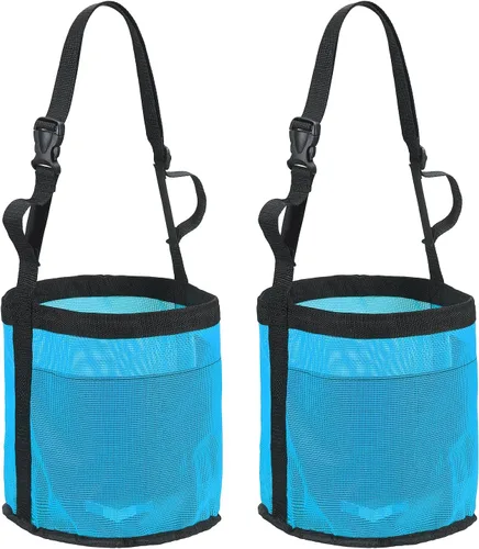 Vista 12 de Bolsa de alimentación para caballo, bozal de caballo con correa ajustable, malla de nailon, impermeable, bolsa para caballos de grano inferior Negro