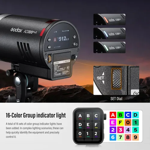 Vista 5 de GODOX AD300Pro II 300Ws Flash estroboscópico monolight, 2.4G TTL 1/8000 HSS 2.4G Flash inalámbrico TTL, 0.01-1.5s tiempo de reciclaje, 350 potencia