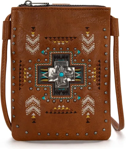 Vista 12 de Montana West Bolsos pequeños cruzados para mujeres estilo occidental con monedero para teléfono celular Aa-negro.