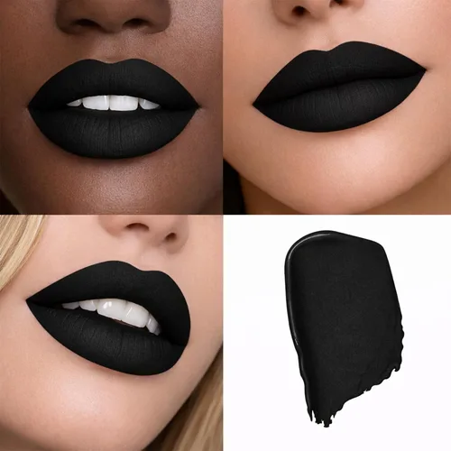 Vista 2 de Mynena Combo de lápiz labial negro azabache de larga duración con delineador de labios Resistente al agua y a prueba de transferencia, cómodo e