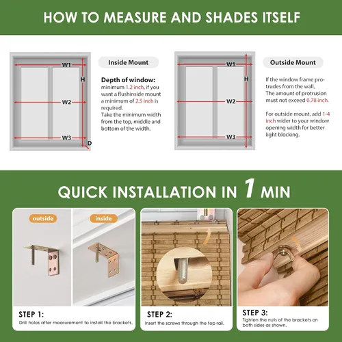 Vista 6 de LazBlinds Persianas romanas de bambú sin cordones, persianas de privacidad para ventanas interiores, oscurecimiento de la habitación, persianas