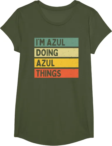 Vista 49 de Camiseta divertida con cita personalizada con texto en inglés "I'm Azul Doing Azul Things