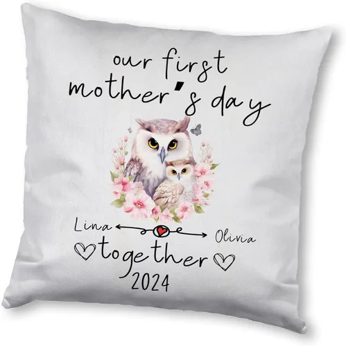 Vista 6 de Funda de almohada personalizada con diseño floral de búho, regalo para mamá, abuela, para ella