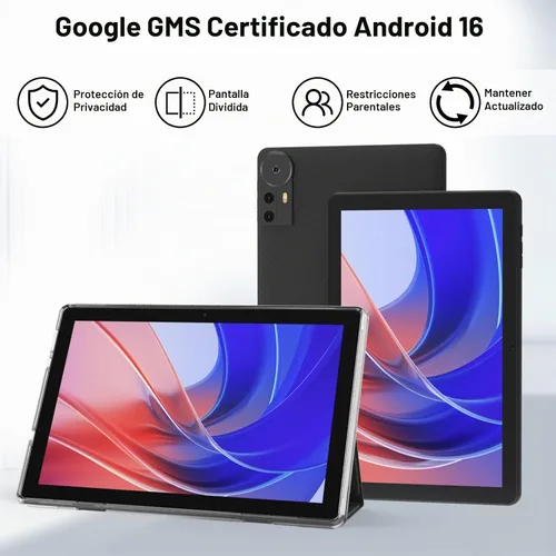 Vista 6 de Tableta de 10 pulgadas Android 15 Tablets con estuche 20GB (4+16) RAM+128GB ROM, 6000mah Batería 10 en Android Tableta, 2MP+8MP Cámara dual 10.1