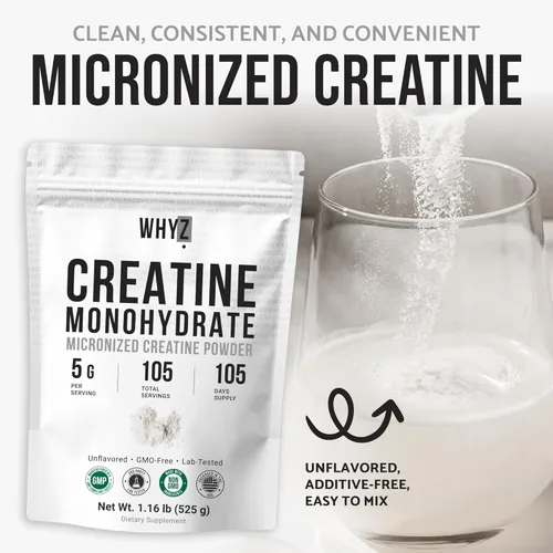 Vista 5 de Monohidrato de creatina en polvo, micronizado y sin sabor, suplemento de creatina para hombres y mujeres, apoyo muscular, fuerza y recuperación, 105