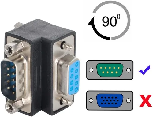 Vista 5 de cablecc 90 grados hacia abajo DB9P macho a hembra D-Sub RS232 9Pin adaptador de extensión