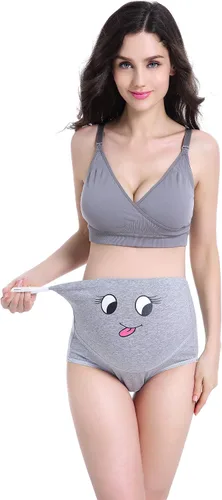 Vista 5 de SEPMINDU Algodón 3 Pack Embarazo Maternidad Overbump Sonrisa Cintura Alta Ajustable Ropa Interior Bragas
