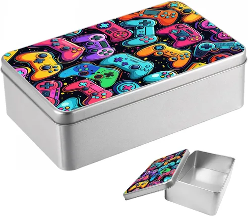 Vista 63 de Caja de lata de metal con tapa, contenedor de almacenamiento rectangular vacío de hojalata, estuche de lata portátil ligero para manualidades