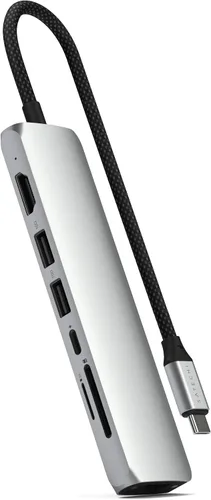 Vista 12 de Satechi Adaptador multipuerto USB C 7 en 1 con Ethernet, HDMI 4K a 60Hz, carga PD de 100 W, 2 puertos de datos USB-A, lectores de tarjetas Micro/SD