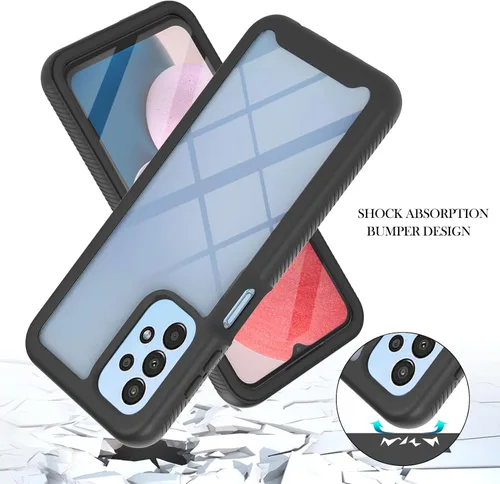 Vista 4 de Funda para Samsung Galaxy A13 LTE 4G, Samsung A13 LTE Funda para teléfono con protector de pantalla integrado, cubierta trasera delgada transparente