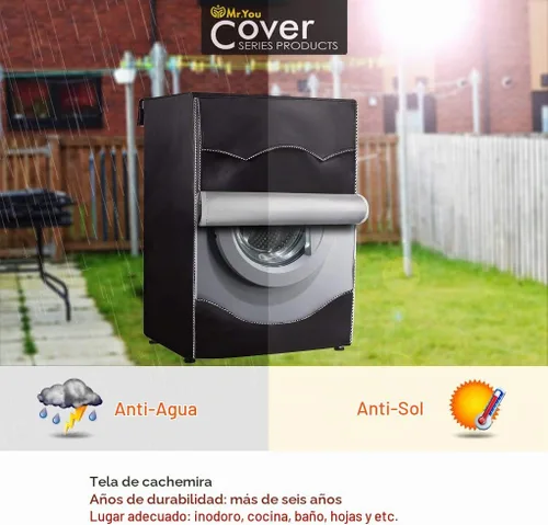 Vista 4 de Cubierta de lavadora, cubierta de lavadora/secadora para máquina de carga frontal impermeable a prueba de polvo (XXL, negro)