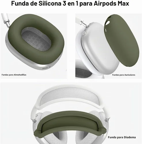 Vista 3 de Funda de silicona para AirPods Max 2/AirPod Max (2026/2024/2020), verde Verde militar-C3