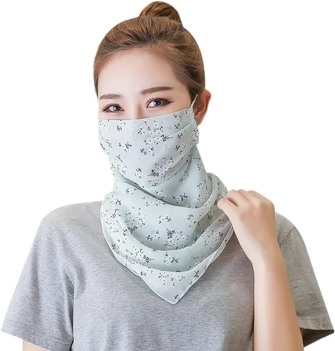 Vista 9 de Bufanda tipo bandana para mujeres y niñas, con cintas elásticas para las orejas, polaina para el cuello, pasamontañas, protección contra el polvo