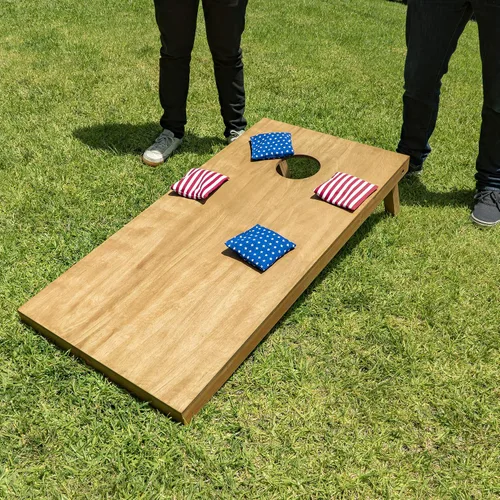 Vista 4 de GoSports 4 ft x 2 ft Regulation Size Wooden Cornhole Boards Set with Light Brown Finish - Includes Carrying Case and Bean Bags Negro- gris