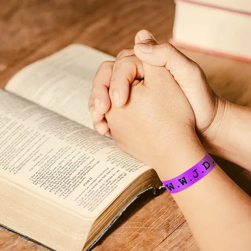 Vista 2 de Long tiantian WWJD - Pulsera con texto en inglés «What Would Jesus Do», pulseras WWJD para mujeres, pulseras W.W.J.D para hombres, joyería