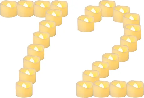 Vista 9 de 12 paquetes de luces de té LED con temporizador, operadas con batería, velas votivas con temporizador sin llama parpadeantes eléctricas, luces de té